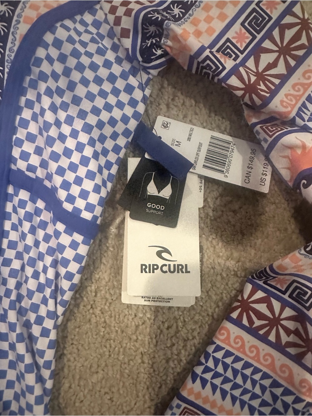 Rip Curl Blue and White Long-Sleeve One-Piece Swimsuit - Picture 5 of 8